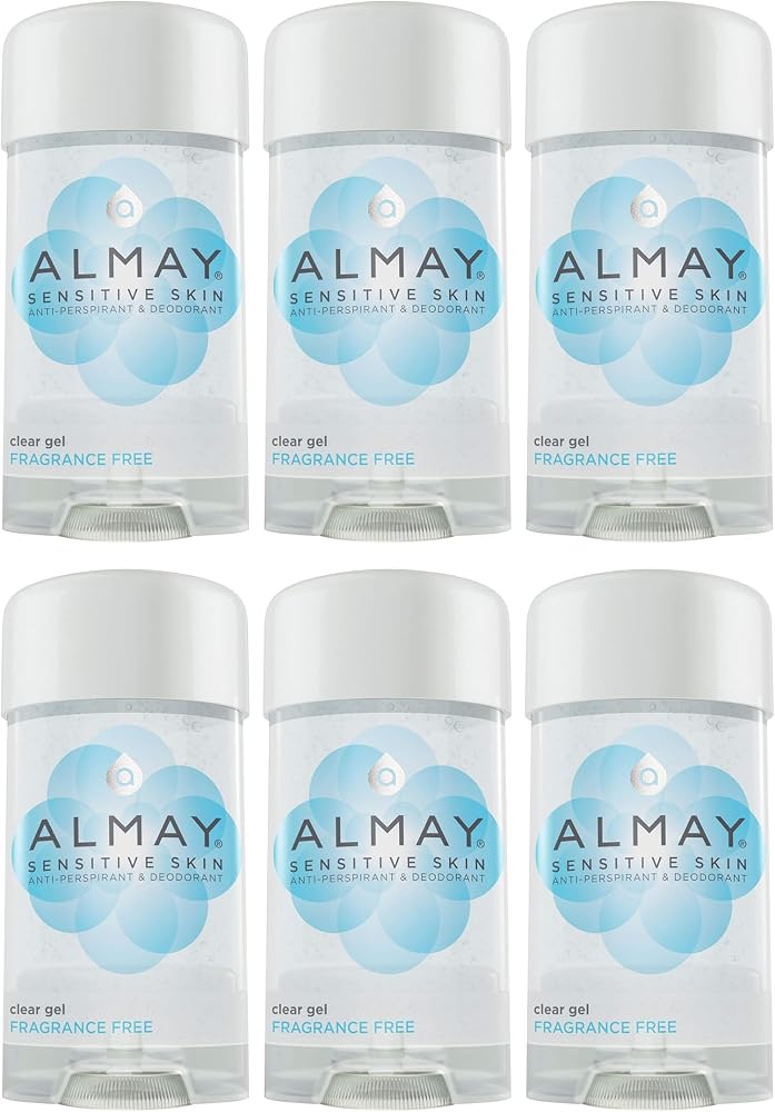 Almay Sensitive skin Clear Gel, Anti-Perspirant & Deodorant, Fragrance Free, 2.25-Ounce Stick (Pack of 6)