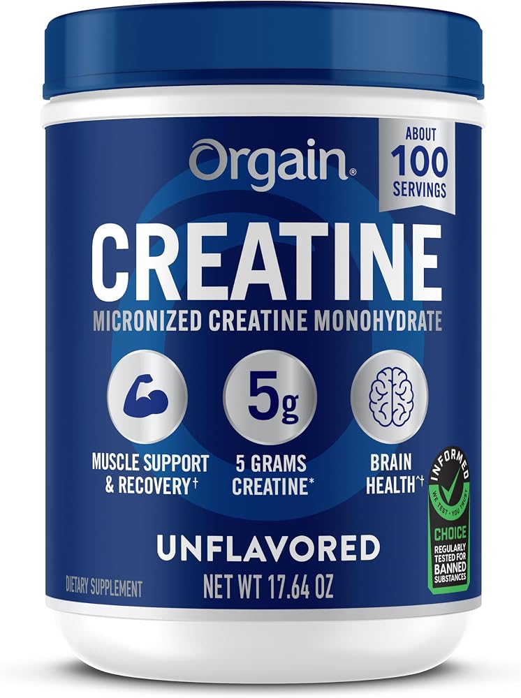 Orgain 5g Creatine Monohydrate Micronized Powder, Unflavored, 100 Servings