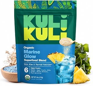 Kuli Kuli Organic Marine Glow Blue Spirulina Kelp Skin & Beauty Blend, 6oz