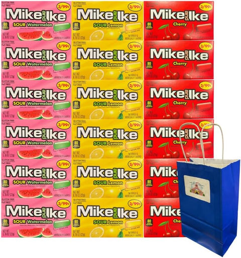 Generic Mike and Ike Assorted Flavor Candy Variety Pack, Cherry, Sour Watermelon, Sour Lemon, 0.78 oz, 18 Pack – Sweet & Sour Treats – Perfect for Parties, Office Snacks, and Gifts