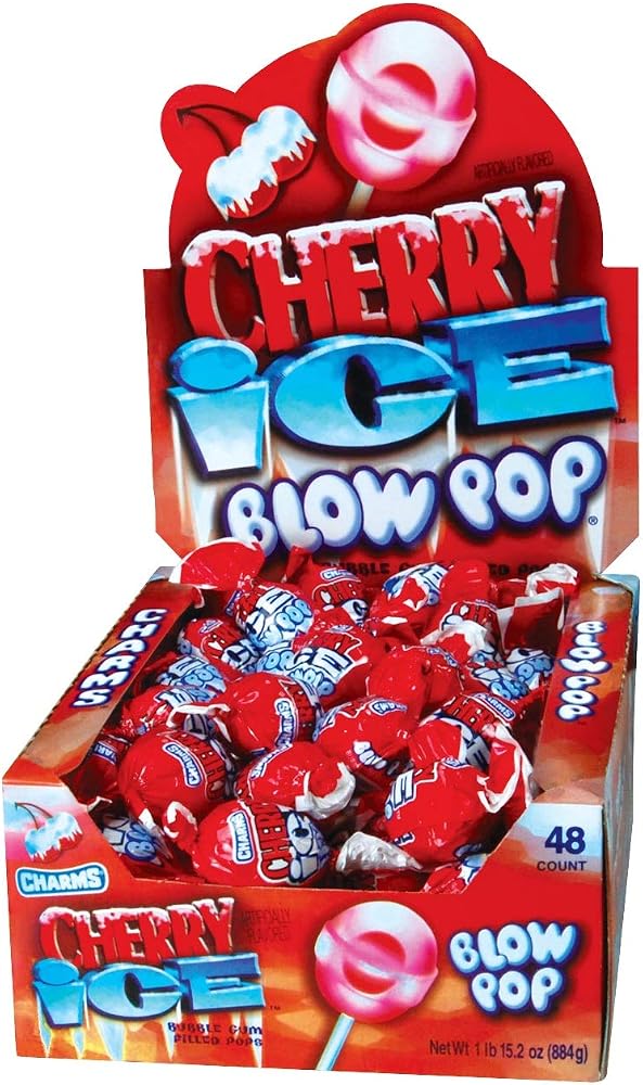 Charms Blow Pop Lollipops, Cherry Ice Flavor, 48 Count Box