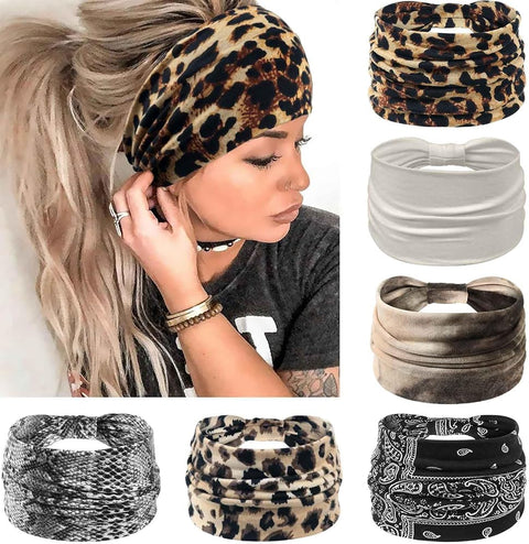 Awumbuk Wide Headbands for Women Knotted No Slip Head Bands Soft Turban Headband Hair Accessories Boho African Solid Color Head Wraps for Women Yoga Workout (Red)