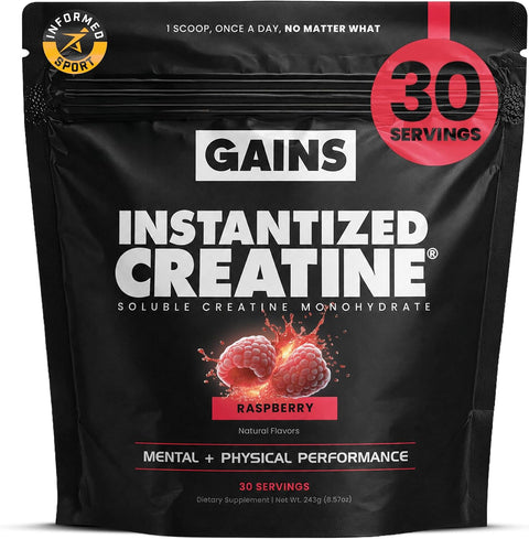 Gains in Bulk Instantized Creatine Monohydrate, Sour Raspberry, 30 Servings