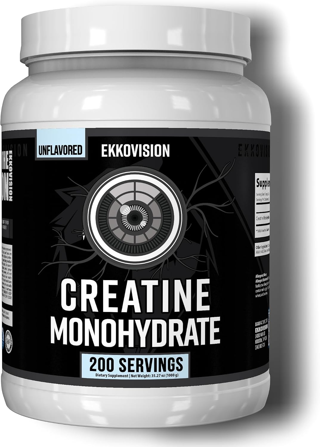 Ekkovision Creatine Monohydrate Powder, Unflavored, 200 Servings