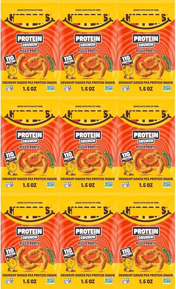 Chickpea Puffs Pizza Party Crunchy Baked Pea Snack, 1.5 oz Bags, 9 Pack