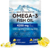 Triple-Strength Omega 3 Fish Oil Supplement 240 Softgels - High Potency EPA & DHA - Supports Brain, Eye, Skin, Joint & Heart Health for Adults - Lemon Flavor, from Sustainably Sourced Fish