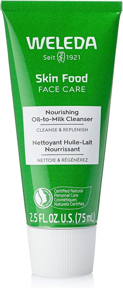 Weleda Skin Food Face Care Nourishing Oil-to-Milk Cleanser, 2.5 Fluid Ounce, Plant Rich Cleanser with Sunflower Seed Oil, Chamomile Extract and Pansy - Personal Care