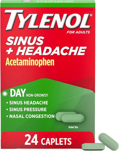 Tylenol Sinus + Headache Daytime Non-Drowsy Relief Caplets, 24 Ct - Personal Care