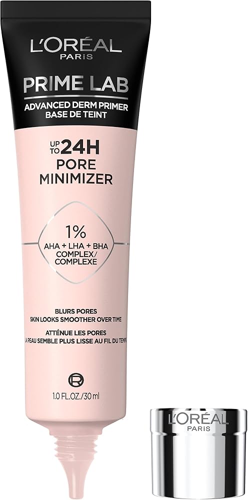 L'Oreal Paris Prime Lab Up to 24H Pore Minimizer Face Primer Infused with AHA, LHA, BHA Complex to Smooth and Extend Makeup Wear, 1.01 Fl Oz - Personal Care