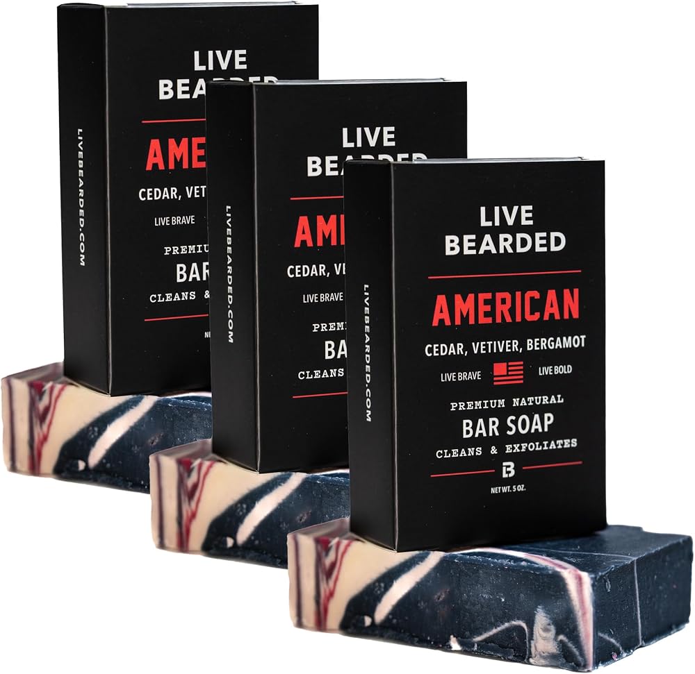 Live Bearded® All-Natural Bar Soap for Men, American Scent, 5 oz - Personal Care