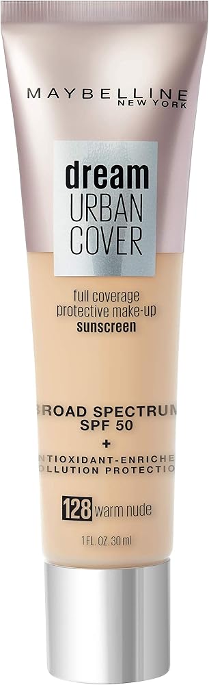 Maybelline Dream Urban Cover Flawless Coverage Foundation Makeup, SPF 50, Warm Nude