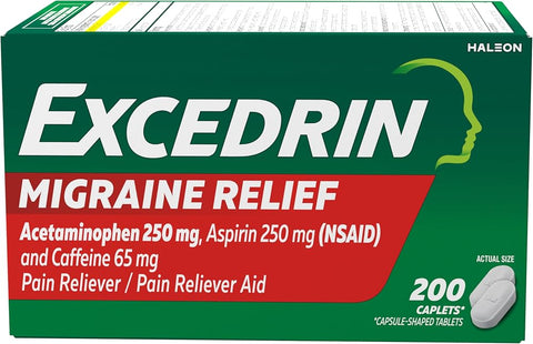 Excedrin Migraine Relief Caplets to Alleviate Migraine Symptoms, 200 count