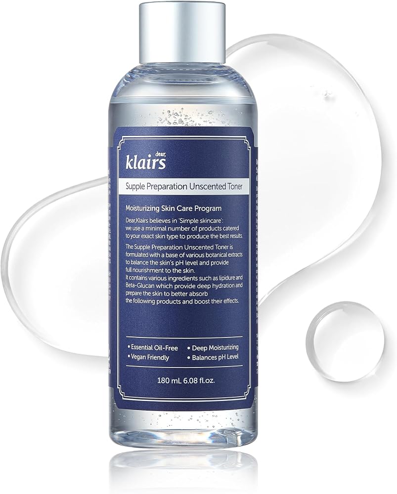 Dearklairs Unscented Toner | Hyaluronic Acid Korean Toner for Sensitive Skin, Skin Flooding & High-Active Layering, Vegan, Essential Oil Free, Ethanol Free, 6.08 fl oz