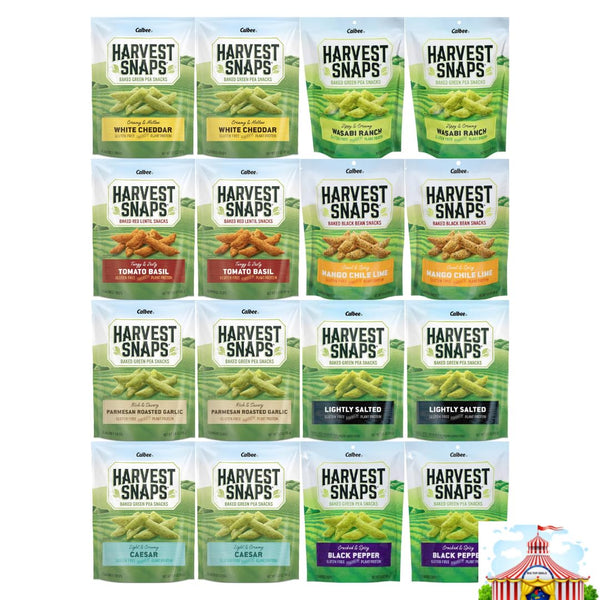 Generic Variety Pack Harvest Snaps Veggie Chips (White Cheddar, Wasabi Ranch, Tomato Basil, Mango Chili Lime, Parmesan Roasted Garlic, Lightly Salted, Caesar, Black Pepper) 2 Each Flavor, 16 Pack