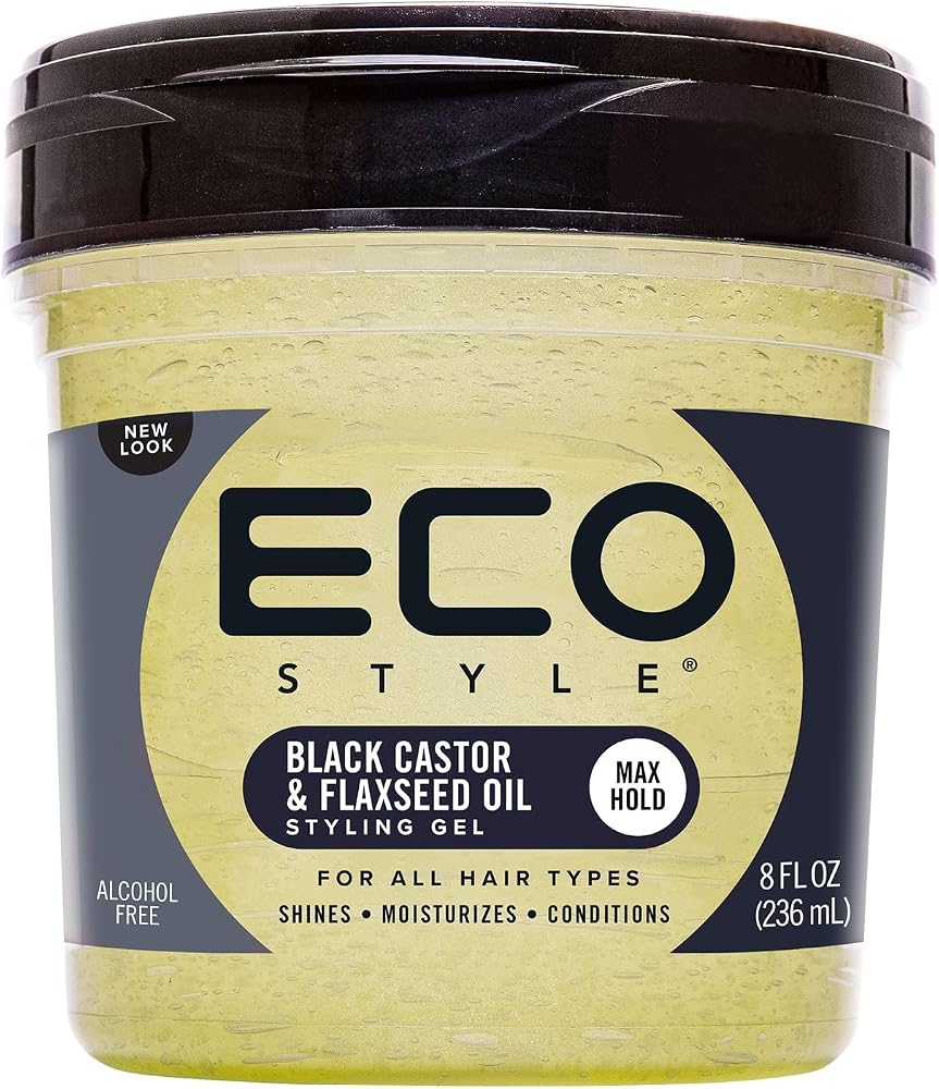 Eco Style Black Castor and Flaxseed Oil Styling Gel - Helps Nourish and Repair Damaged Hair - Promotes Healthy Scalp - Provides Superior and Weightless Hold - Delivers Long Lasting Shine - 80 oz