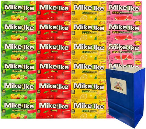 Generic Candy Assortment Mike and Ike 4 Flavor, 6 Sour Lemon, 6 Sour Watermelon, 6 Cherry, 6 Original Fruits, 0.78 oz, 24 Pack