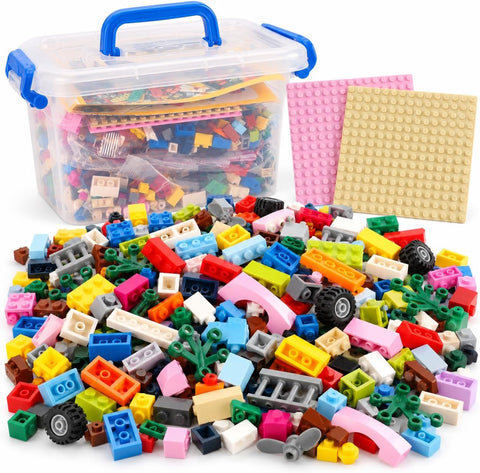 1,000-Piece Building Bricks Set with 2 Baseplates and Storage Case, Ages 6+