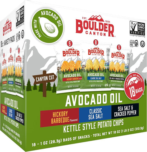 Boulder Canyon Avocado Oil Kettle Chips Variety Pack, 1 oz Bags (18 Count) - Personal Care