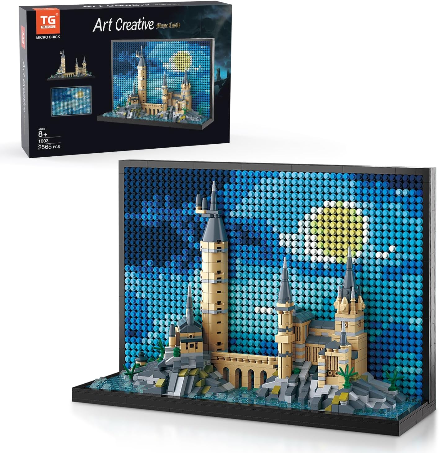 TG BLOCKS Micro Brick Magic Castle Building Set, 2-in-1 3D Home Decor Model