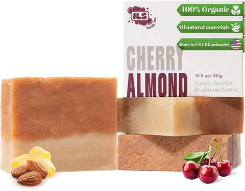 All Natural Soap bar for Men & Women – Cold Process, Handmade in the USA - Cherry Almond - Personal Care