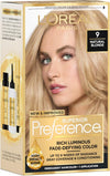 L'Oreal Paris Superior Preference Luminous Fade-Defying Permanent Hair Color, Hair Dye For Up to 9 Weeks of Radiance, Natural Blonde 9, 1 Hair Dye Kit