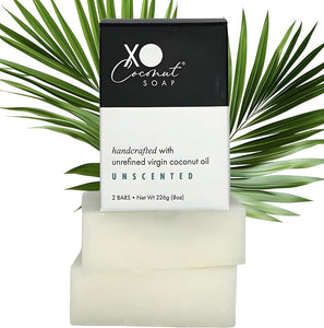 Coconut Oil Bar Soap Handcrafted Organic Natural Face Body Hands Vegan Unscented - 2 Bars, 4 Ounces Each - Personal Care