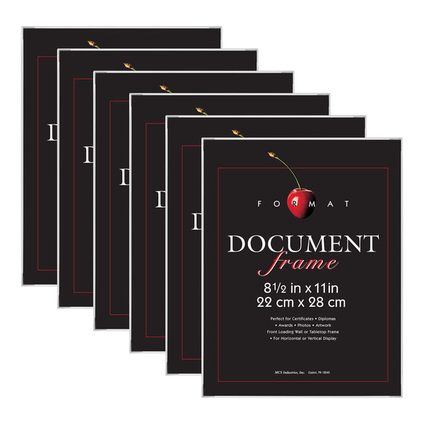 MCS Format Document Frame, Diploma and Certificate Frame, White, 8.5 x 11, 6-Pack