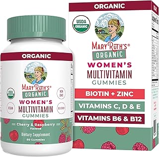 MARYRUTH'S Organic Multivitamin Gummies for Women, Hair & Skin Health, 60ct