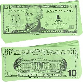 LEARNING ADVANTAGE Ten Dollar Play Bills, Set of 100 Paper Bills
