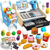 Wooden Cash Register for Kids with Shopping Cart Kid Cash Register with Scanner Gift for Kids Age 3 4 5 6 7 8 9 Year Old Pretend Play for Kids Toys for 3-12 Year Old Boys