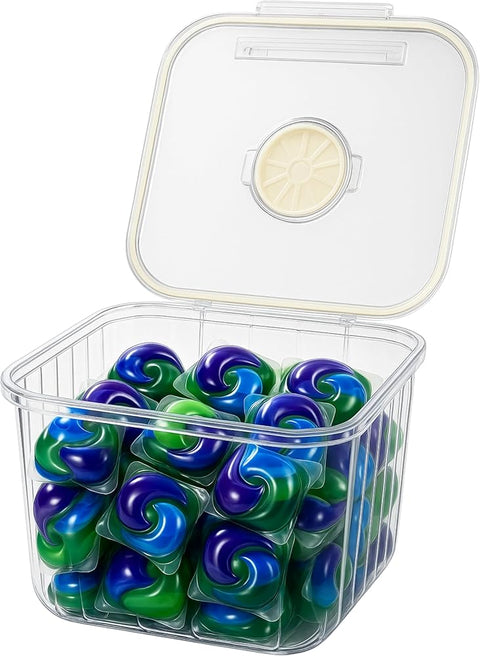 Skywin TidyFriend XL Laundry Pods Container with Lift Up Lid, 15" x 8.7" x 5.3" (Holds 150-200 Pods), Airtight Storage Keeps Pods Fresh, Laundry Detergent Container & Dishwasher Pod Holder (Clear)