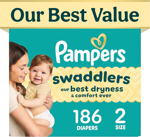 Pampers Swaddlers Size 2 Diapers, Fragrance-Free, Hypoallergenic, (10-22 lbs) - Perfume - Beauty