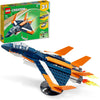 LEGO Creator 3 in 1 Supersonic Jet Plane Toy Set, Transforms from Plane to Helicopter to Speed Boat Toy, Buildable Vehicle Models for Kids, Boys and Girls 7 Plus Years Old, 31126