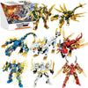 Elemental Dragon 2 in 1 Transformable Ninja Mech Warrior Building Toy Set, 1222 Pieces Feature Ice, Fire, Thunder, Golden 4 Elemental, Creative for Kids, Boys, and Girls Ages 6+