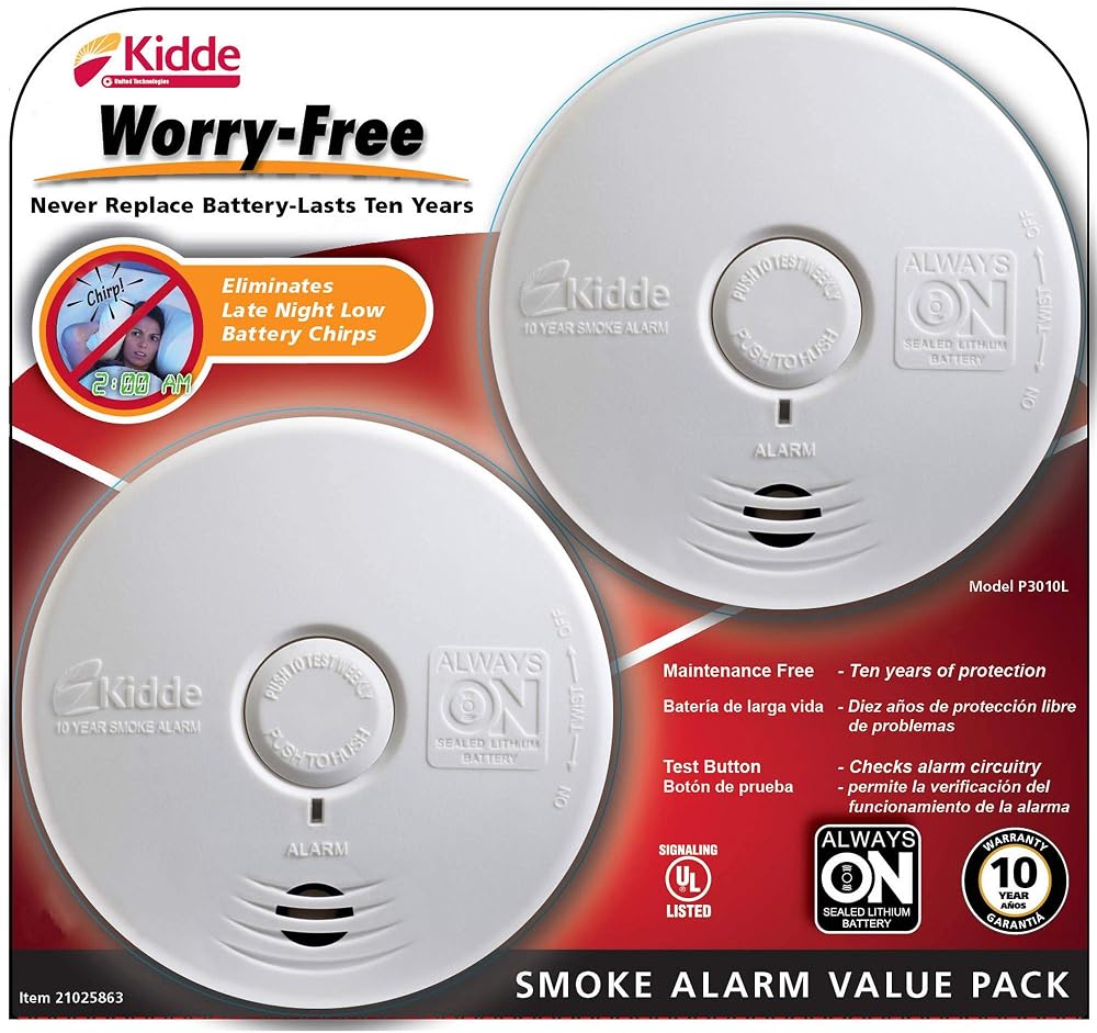 Kidde Worry-Free Smoke Alarm, 2 pk.