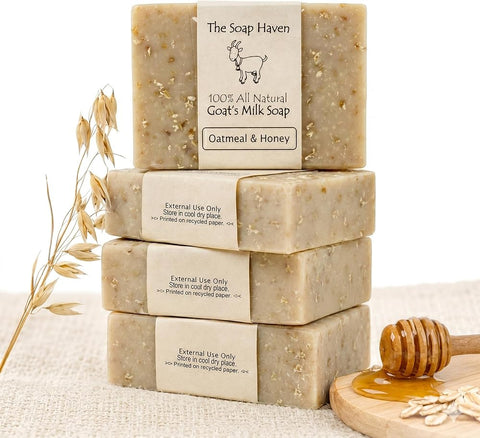 Oatmeal Soap, 4 Oatmeal & Honey Goat Milk Soap Bars, Handmade In USA - Personal Care