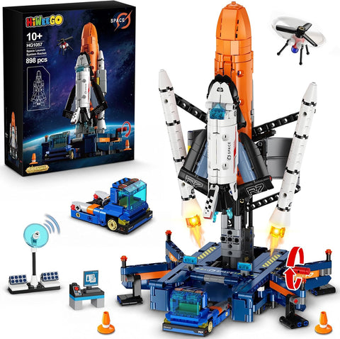 HiWEEGO Mechanical Space Launch System Rocket Building Set with LED Light
