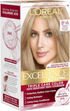 L'Oreal Paris Excellence Crème Permanent Hair Dye, Triple Care Hair Color with Hyaluronic Acid for 100% Gray Coverage, 8.5A Medium Light Ash Blonde, 1 Kit (Packaging May Vary)