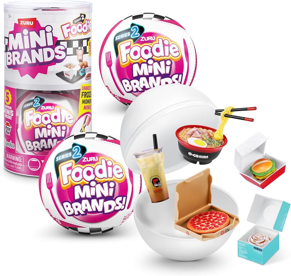 Mini Brands Foodie Series 2 (2 Pack) by ZURU Real Miniature Fast Food Brands Collectible Toy, 5 Mystery Brands for Girls, Teens, Adults, Collectors Perfect Stocking Stuffer and Gift