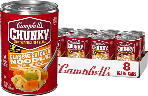 Campbell’s Chunky Soup, Classic Chicken Noodle Soup, 16.1 Oz Can (Case of 8)