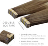 WENNALIFE Tape in Hair Extensions Human Hair, 40pcs 80g 12 inch Ombre Sandy Brown to Plati - Image 3