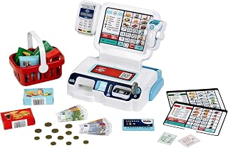 Theo Klein 7265 Self-Service Cash I Scanner with Light & Sound I Display for 3 Themes I Shopping Cart Play Money and Much More I Toy for Children from 3 Years