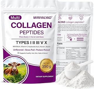 Collagen Peptides Powder, Multi Types Collagen, I, II, III, V & X, 12.35oz