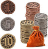 Metal Coins for Board Games, 50 PCS Mixed Set, Game Coins for RPG Tabletop