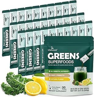 Super Greens Powder Stick Packs with 40+ Superfoods, 30 Packets