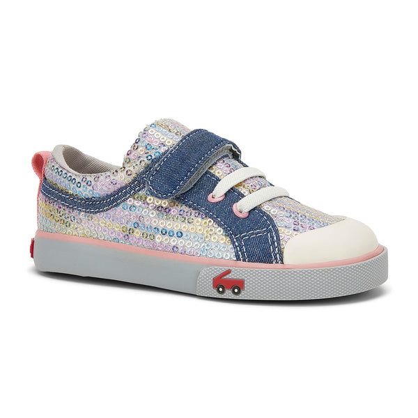 See Kai Run - Kristin Sneaker for Little Kids, Chambray/Sequins, Toddler 9