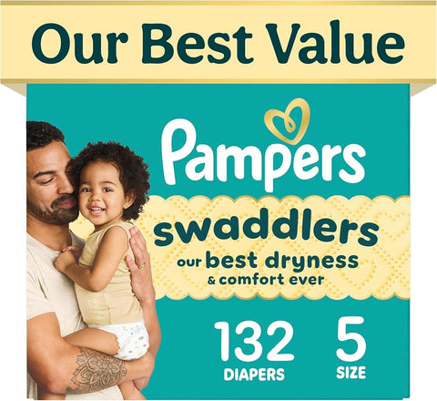 Pampers Swaddlers Diapers, Size 5 (20-37 lbs), , Fragrance Free, Hypoallergenic, Absorbent, Pediatrician Recommended, Skin Safe - Perfume - Beauty