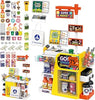 RedCrab 65PCS Cash Register Playset for Kids - Grocery Store Supermarket Playset with Play Money, Calculator, Scanner, Credit Card & Play Food, Educational Role Play Toy for Boys Girls Ages 3+