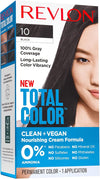 Revlon Permanent Hair Color, Permanent Hair Dye, Total Color with 100% Gray Coverage, Clean & Vegan, 10 Black, 10.2 Oz