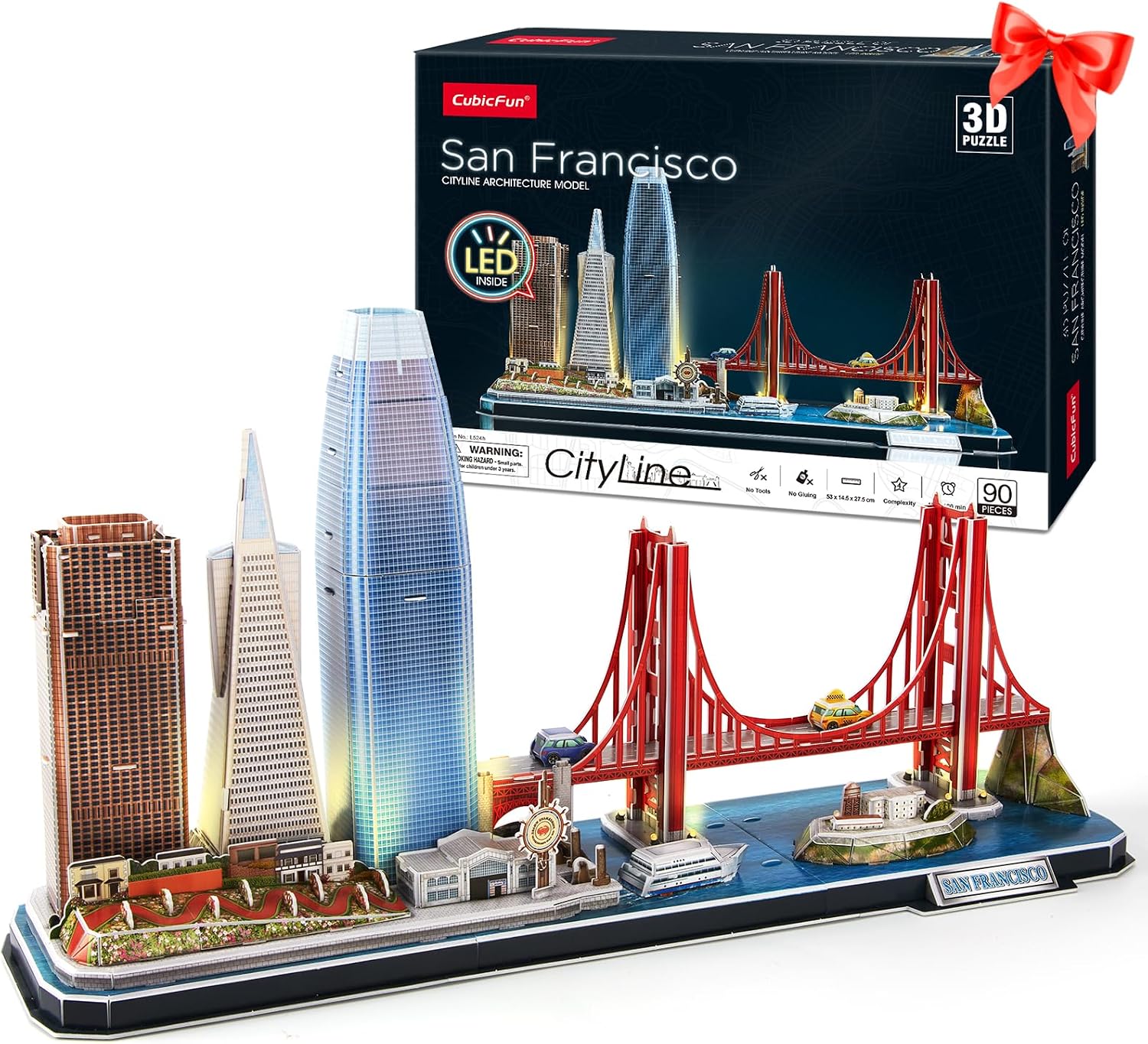 CubicFun 3D Puzzles for Adults Gifts Christmas LED San Francisco City Line